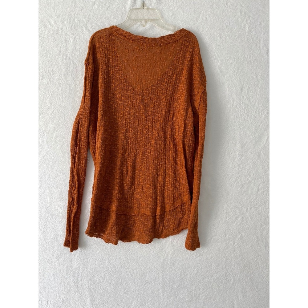 We The Free People Burnt Orange Ocean Air Hacci Textured Knit Raw Hem Top Small - Picture 7 of 7